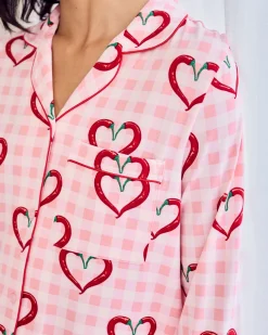 Chilli Heart Print Long Pyjama Set