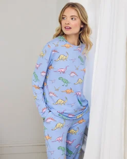 Dinosaur Print Long Pyjama Set - Blue