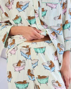 Organic Cotton Bubble Bath Leopards Print Long Pyjama Set