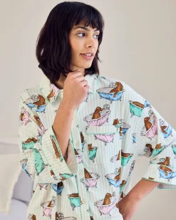 Organic Cotton Bubble Bath Leopards Print Long Pyjama Set
