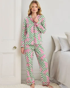 Organic Cotton Checkerboard Leopards Print Long Pyjama Set