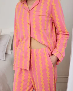 Organic Cotton Sunset Wavy Stripe Long Pyjama Set
