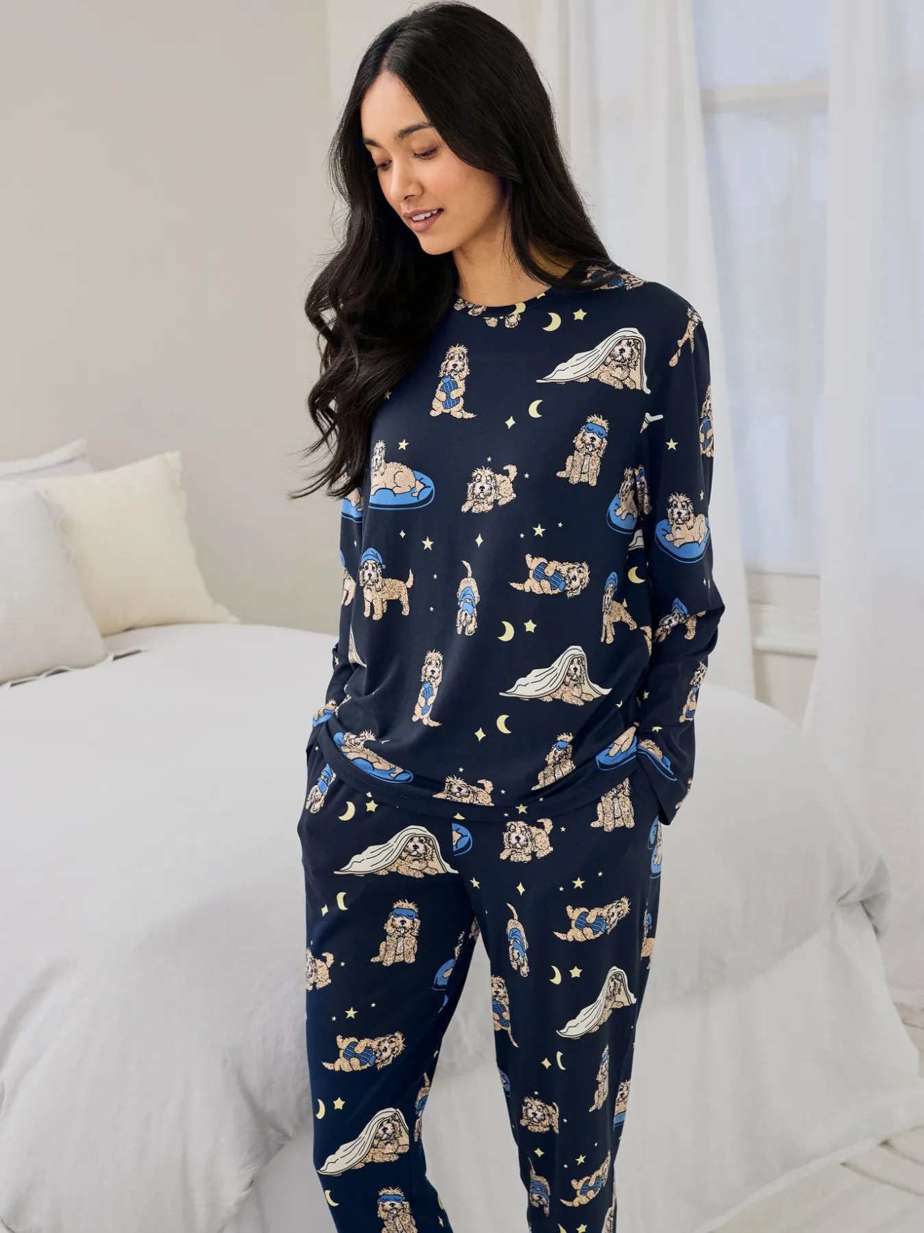 Petite Cockapoo Snooze Print Long Pyjama Set