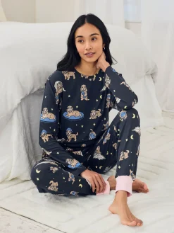 Petite Cockapoo Snooze Print Long Pyjama Set