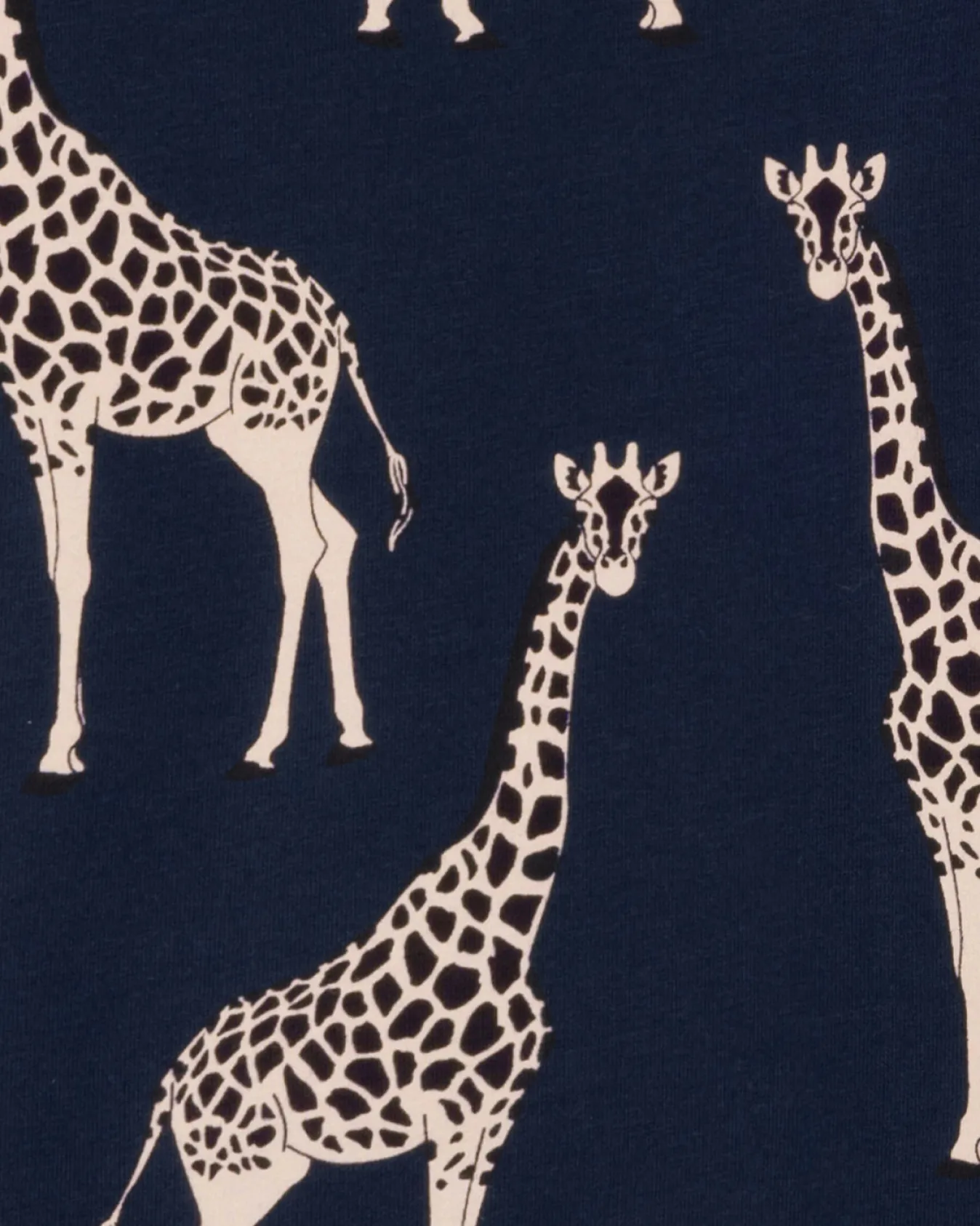 Petite Organic Cotton Giraffe Print Long Pyjama Set - Navy