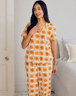 Petite Organic Cotton Sunshine Tile Print Long Pyjama Set