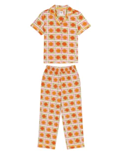 Petite Organic Cotton Sunshine Tile Print Long Pyjama Set