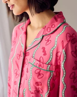 Petite Pasta Stripe Print Long Pyjama Set