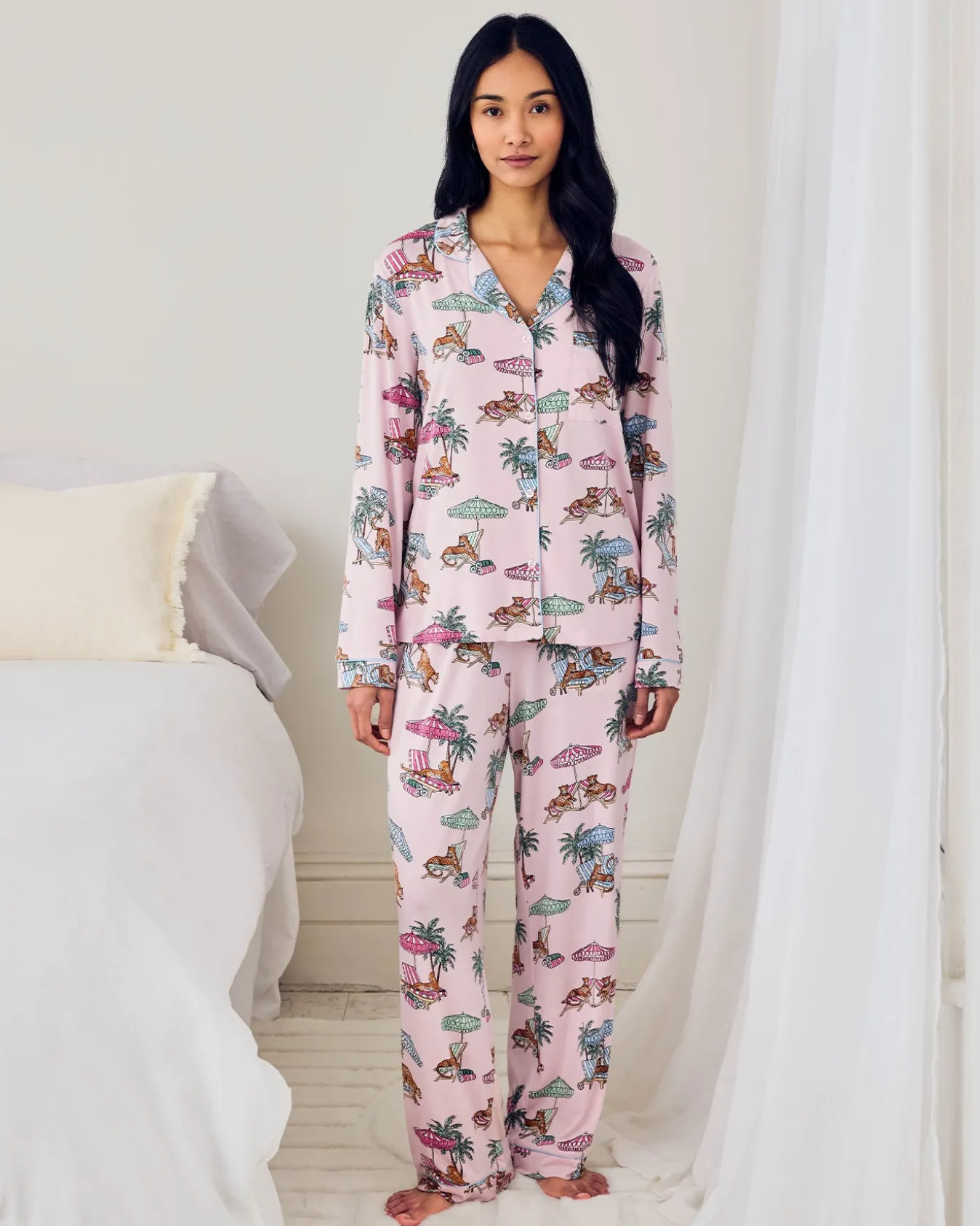 Petite TENCEL™ Modal Lounging Leopards Print Long Pyjama Set