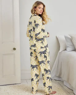 Petite Zebra Checkerboard Print Long Pyjama Set