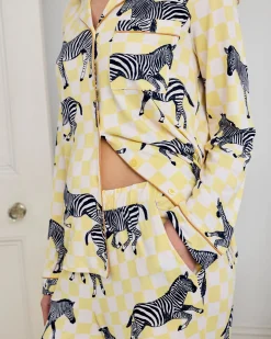Petite Zebra Checkerboard Print Long Pyjama Set