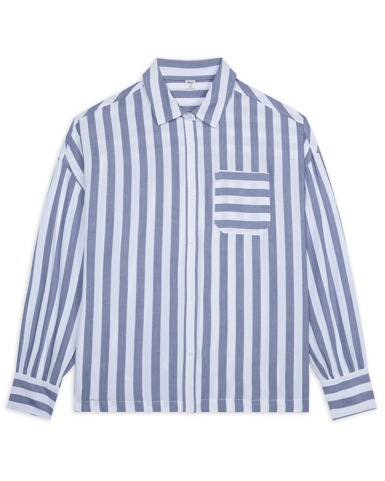 Poplin Stripe Boyfriend Shirt - Blue