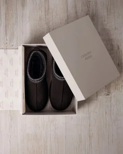 Suede Sheepskin Short Boot Slippers - Brown
