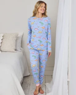 Tall Dinosaur Print Long Pyjama Set - Blue