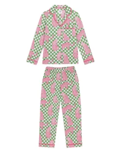 Tall Organic Cotton Checkerboard Leopards Print Long Pyjama Set