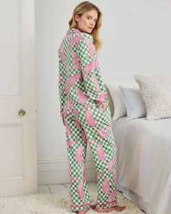 Tall Organic Cotton Checkerboard Leopards Print Long Pyjama Set