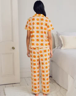 Tall Organic Cotton Sunshine Tile Print Long Pyjama Set