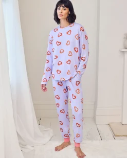 Tall Shrimp Heart Print Long Pyjama Set