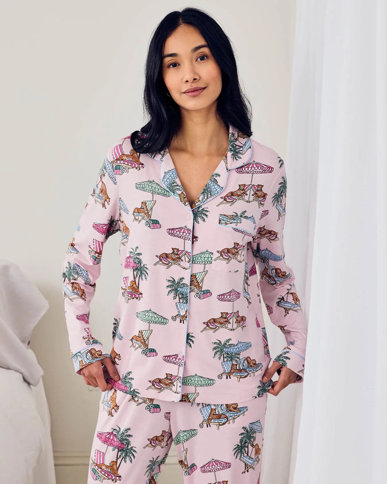 Tall TENCEL™ Modal Lounging Leopards Print Long Pyjama Set