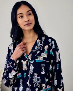 Tall TENCEL™ Modal Tennis Dogs Print Long Pyjama Set - Navy