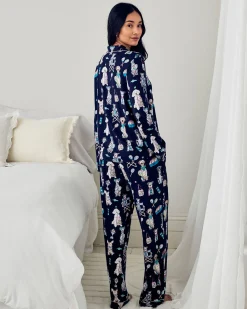 Tall TENCEL™ Modal Tennis Dogs Print Long Pyjama Set - Navy