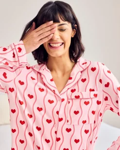 Tall Wavy Stripe Heart Print Long Pyjama Set
