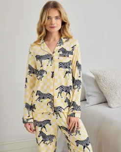 Tall Zebra Checkerboard Print Long Pyjama Set
