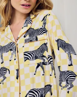 Tall Zebra Checkerboard Print Long Pyjama Set