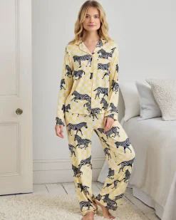 Zebra Checkerboard Print Long Pyjama Set